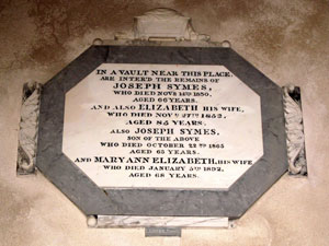 Symes memorial in the north transept